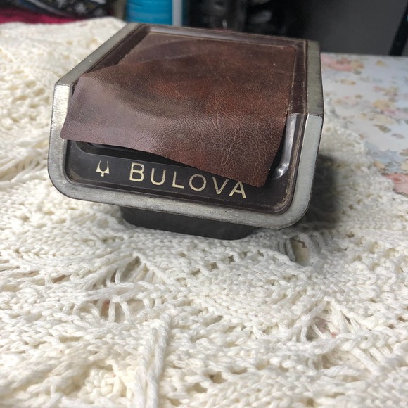 Vintage Bulova Automatic Original Plastic Leather Watch Display Storage Box Case - Picture 2 of 16
